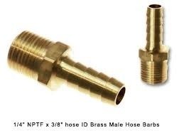 Brass 1_4 NPTF x 3_8 Hose Male Hose Barbs