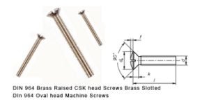 DIN 964 Brass Raised CSK head Oval head machine Screws