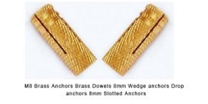 M8 Brass Anchors Drop anchors 8mm Slotted Anchors Brass Dowels 8mm